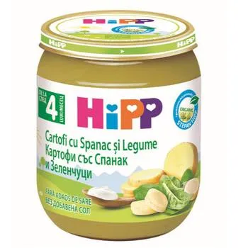 Piure crema din spanac si legume +4 luni, 125g, Hipp