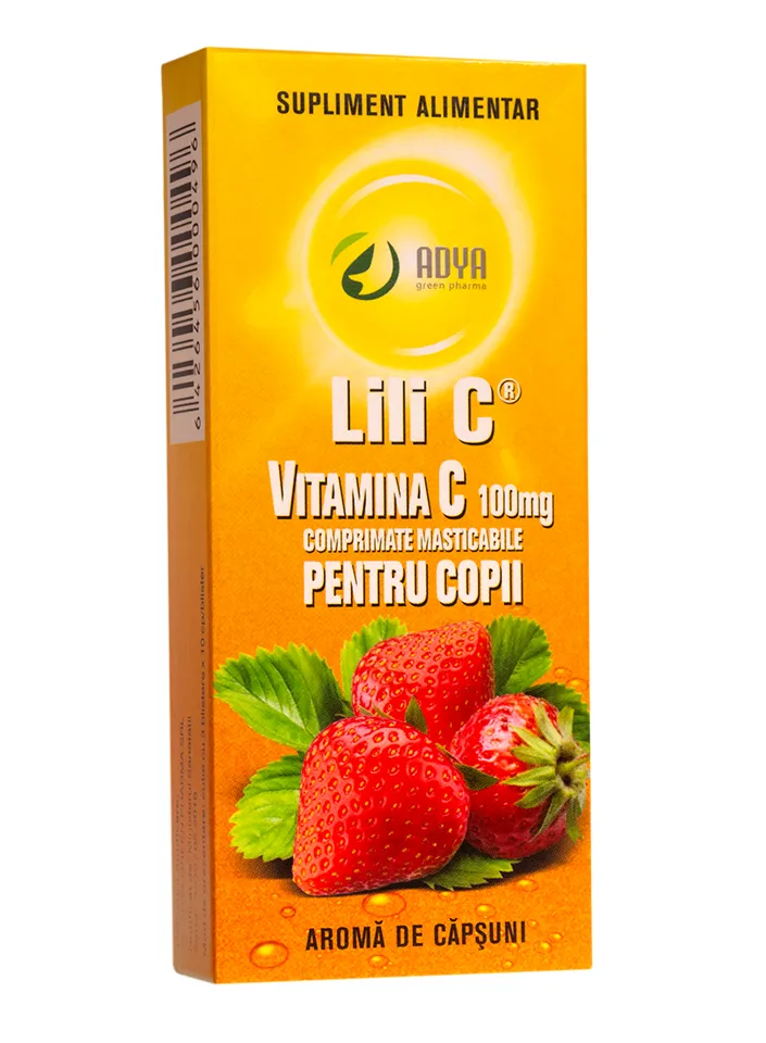 Vitamina C 100mg Capsuni x 30 comprimate  - Adya Green Pharma