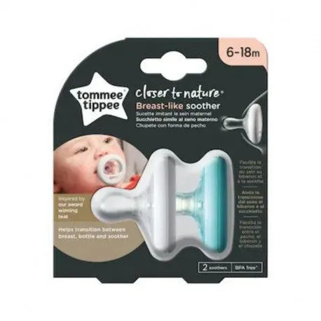 Tommee Tippee Suzeta Closer to nature, 6-18luni, alb/verde, 2bucati