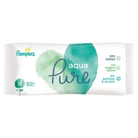 Servetele umede Aqua Pure, 12 bucati, Pampers