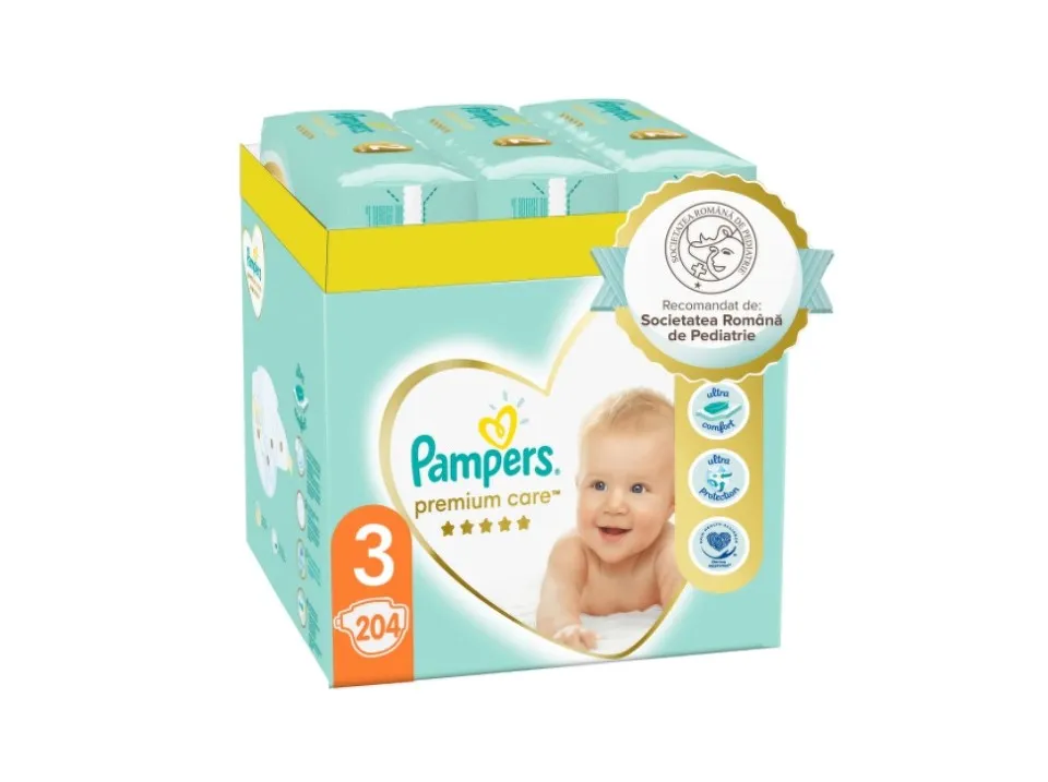 PAMPERS PREMIUM CARE 6-10KG SCUTECE 204 BUCATI MARIMEA 3