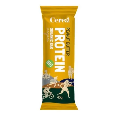 Baton ecologic cu crema de arahide Protein, 45 g, Cerea