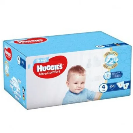 Huggies Ultra Comfort, Nr.4, Baieti 8-14kg, 100 bucati