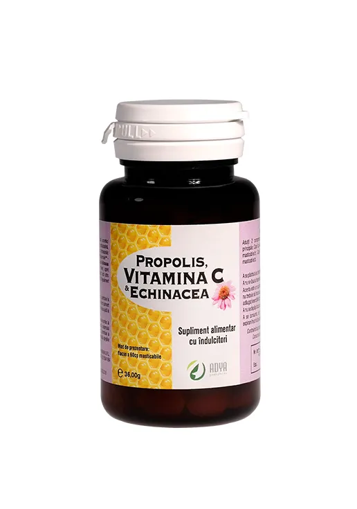 Propolis & Vitamina C & Echinacea 100mg x 60 comprimate  Adya Green Pharma