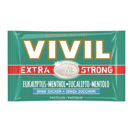 Bomboane fara zahar cu eucalipt si mentol Extra Strong, 25 g, Vivil