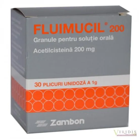 Fluimucil 200mg granule solutie orala 1g x 30 plicuri