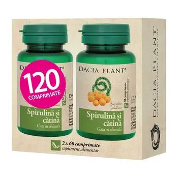 Pachet Spirulina si Catina, 120 comprimate, Dacia Plant