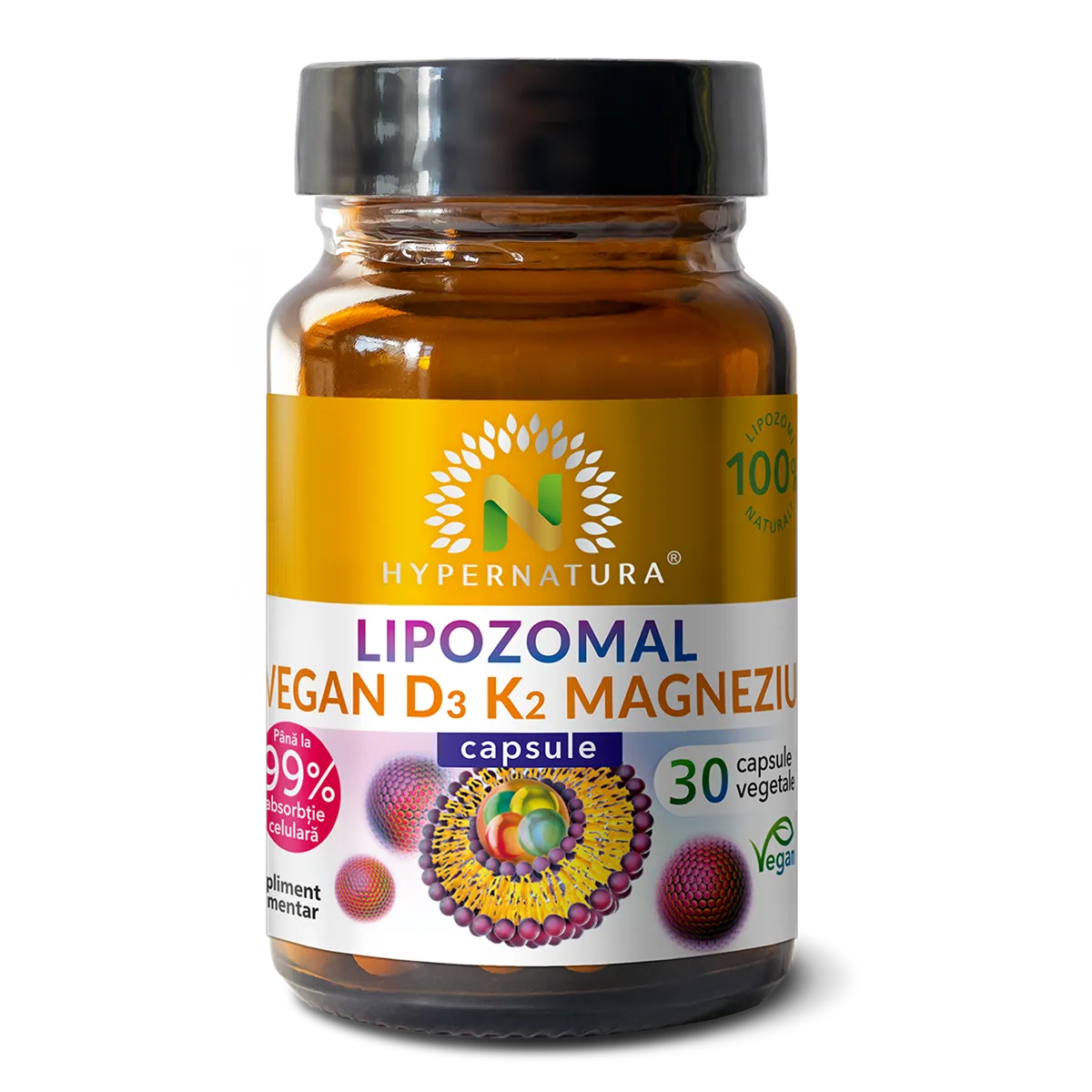 Lipozomal Vitamina D3 + K2 Magneziu, 30 capsule vegetale, Hypernatura