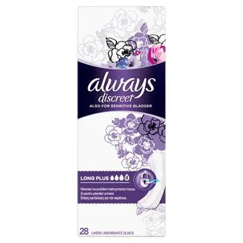 Absorbante zilnice pentru incontinenta urinara Discreet Liners Long+, 28 bucati, Always