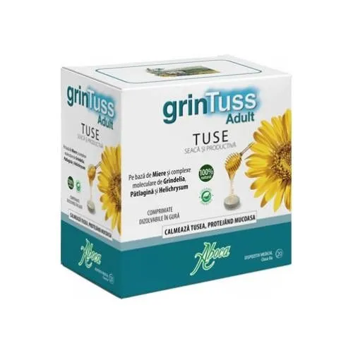 GrinTuss Adult pentru tuse seacă și productivă, 20 comprimate, Aboca