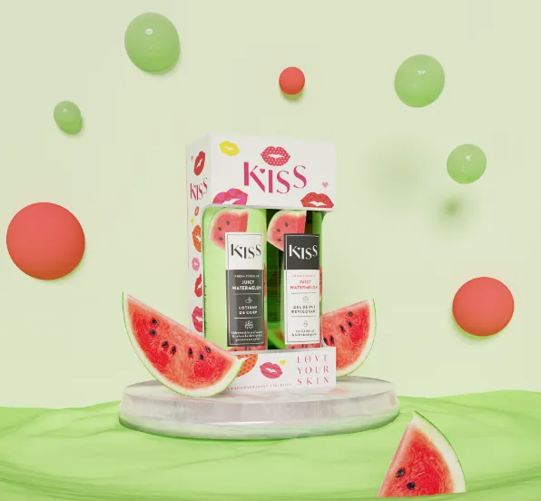 Gel dus 250ml+Lotiune corp 250ml, KISS Juicy Watermelon, Fiterman