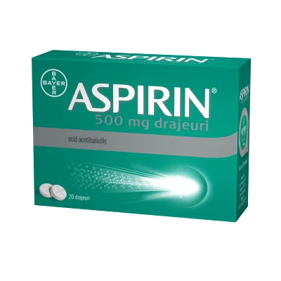 Aspirin 500 mg, 20 drajeuri, Bayer