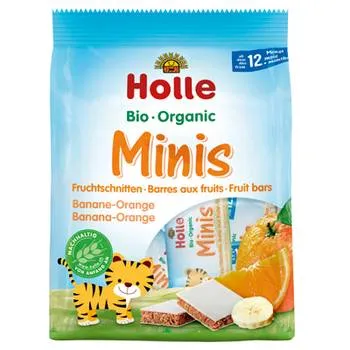 Batoane mini cu banane si portocale +12 luni, 100g, Holle Baby Food