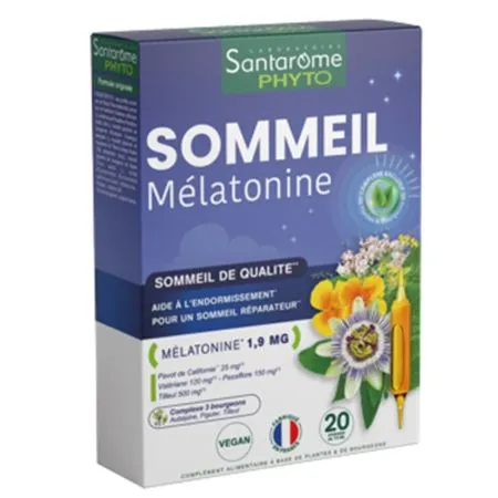 Sommeil Melatonine Phyto, 20 fiole x 10 ml, Santarome