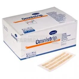 Hartmann Omnistrip Plasture hipoalergenic pentru suturi 6 mm x 76 mm 3 bucati/plic x 50