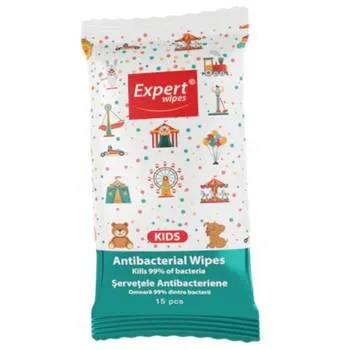 Servetele umede Antibacteriene Kids, 15 bucati, Expert Wipes