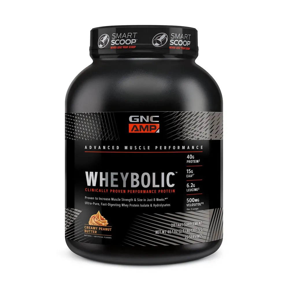 AMP Wheybolic Proteina cu aroma de crema de unt de arahide (1307.5 grame), GNC