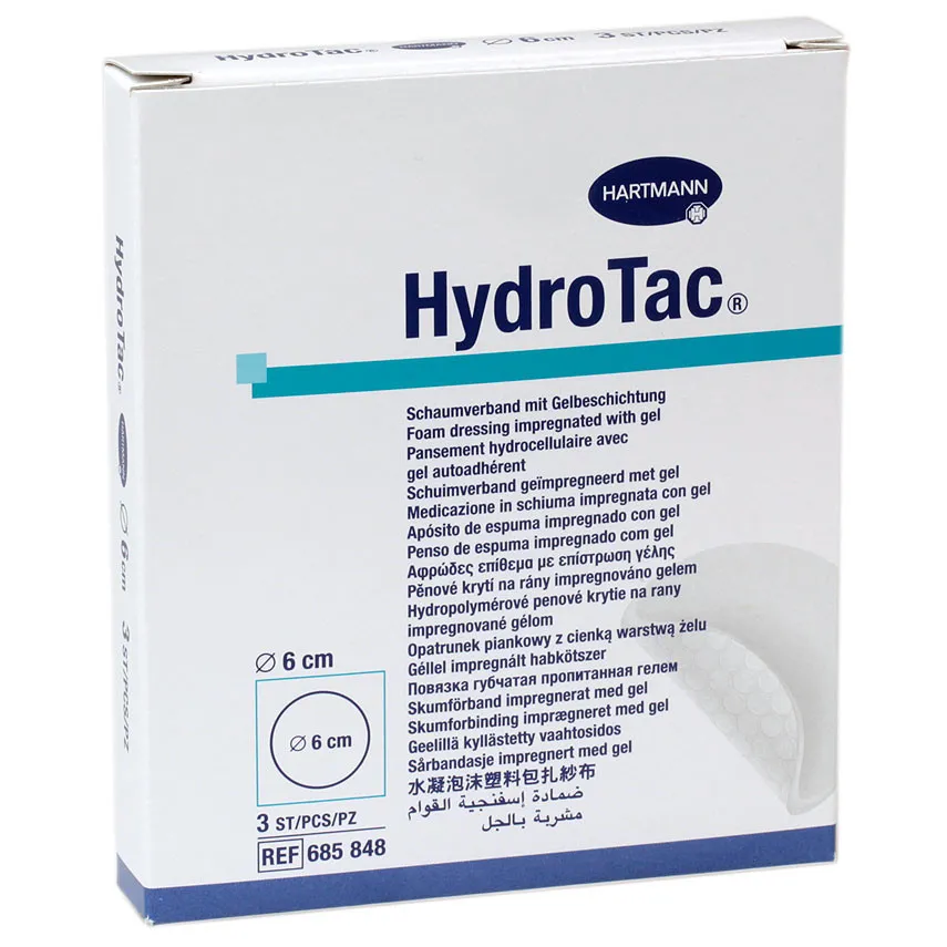 HARTMANN Hydrotac Pansament rotund din spuma poliuretanica cu hidrogel 6cm, 10 bucati