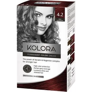 Vopsea de par Kolora 4.2 Rich Mahogany, 50ml, Aroma