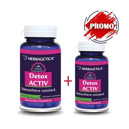 Detox activ, 60 capsule+ 10 capsule, Herbagetica