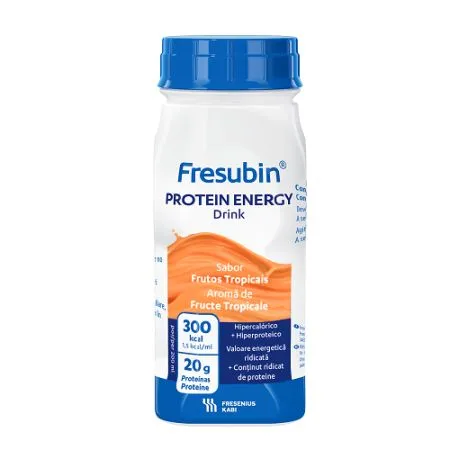 Solutie nutritiva orala cu valoare energetica ridicata, continut ridicat de proteine si aroma de fructe tropicale Fresubin Protein Energy, 4 x 200 ml, Fresenius Kabi