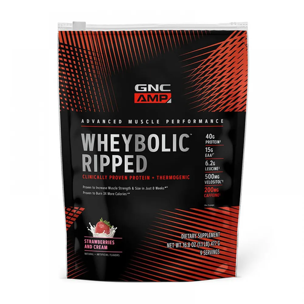 AMP Wheybolic Ripped Proteina cu aroma de crema de capsuni (477 grame), GNC