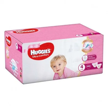 Huggies Ultra Comfort, Nr.4, Fetite 8-14kg, 100 bucati