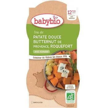 Meniu din dovleac Butternut si branza Roquefort, 2 x 200g, BabyBio