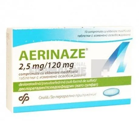 AERINAZE 2,5mg/120mg x 10 COMPR. FILM. ELIB. MODIF. 2,5mg/120mg MERCK SHARP &amp; DOHME