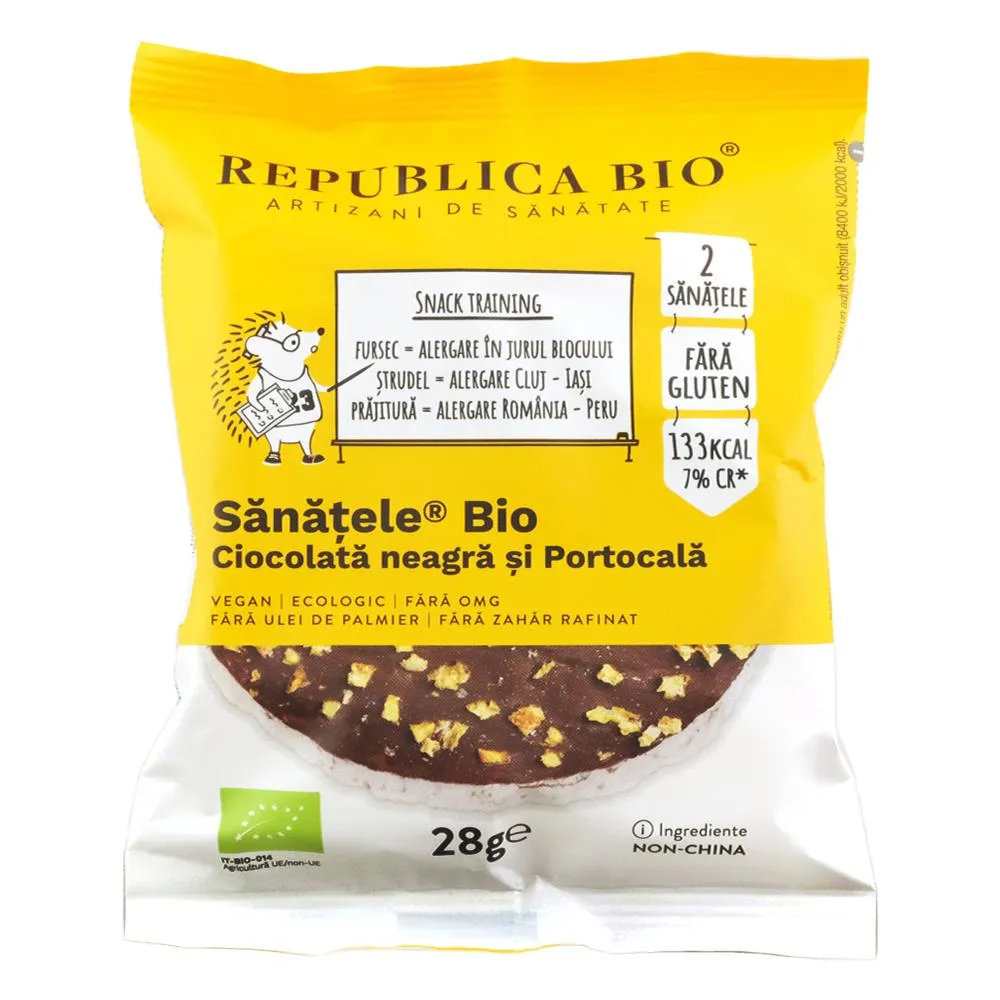 Republica Bio Sanatele cu ciocolata neagra si portocala fara gluten x 28 grame