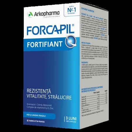 Forcapil  fortifiant pentru par si unghii, 180 capsule, Arkopharma