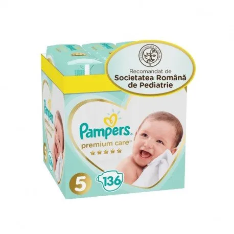 Pampers Scutece Premium Care Marimea 5 Junior, 11- 16 kg, 136 bucati