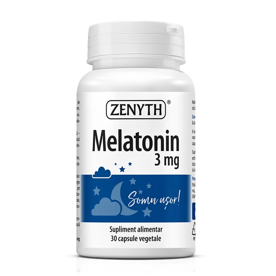 Melatonin, 3 mg, 30 capsule vegetale, Zenyth