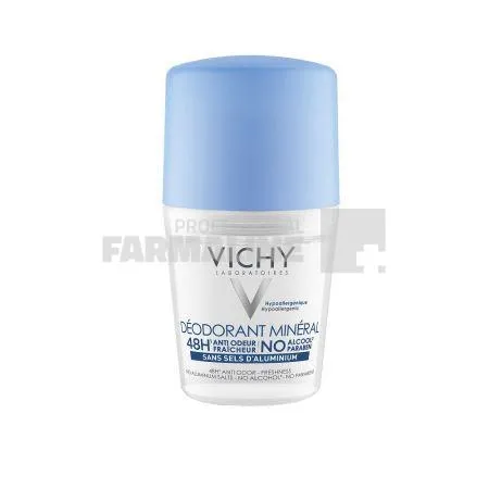 Vichy Deodorant roll-on mineral fara saruri de aluminiu 48h 50 ml