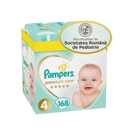 Pampers Scutece Premium Care Marimea 4 Maxi, 168 Bucati