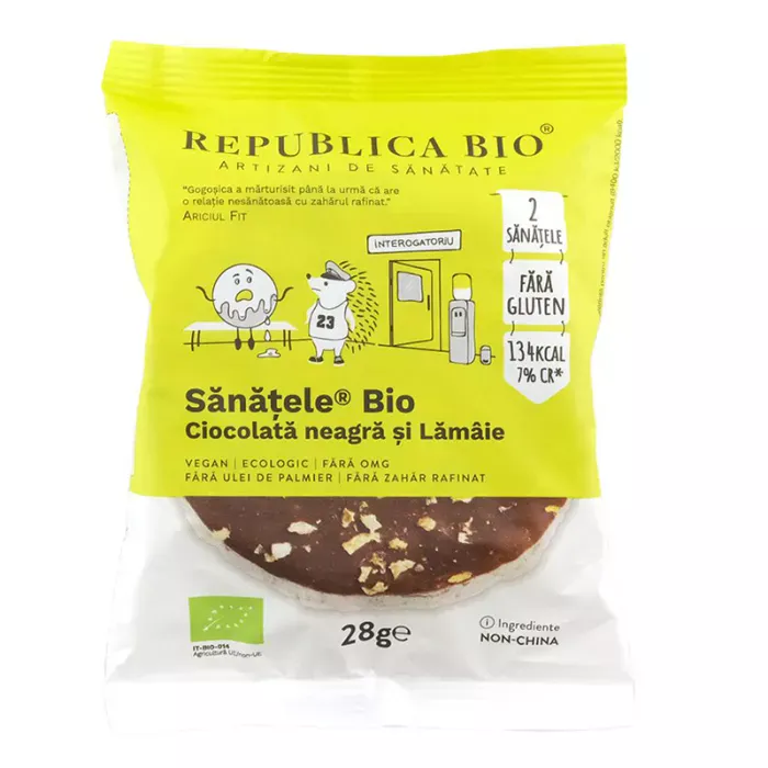 Republica Bio Sanatele cu ciocolata neagra si lamaie fara gluten x 28 grame