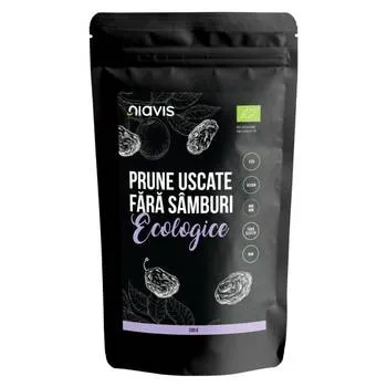 Prune uscate fara samburi ecologice, 200g, Niavis