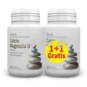 Alevia Pachet Calciu Magneziu D 30 comprimate 1 + 1 Gratis