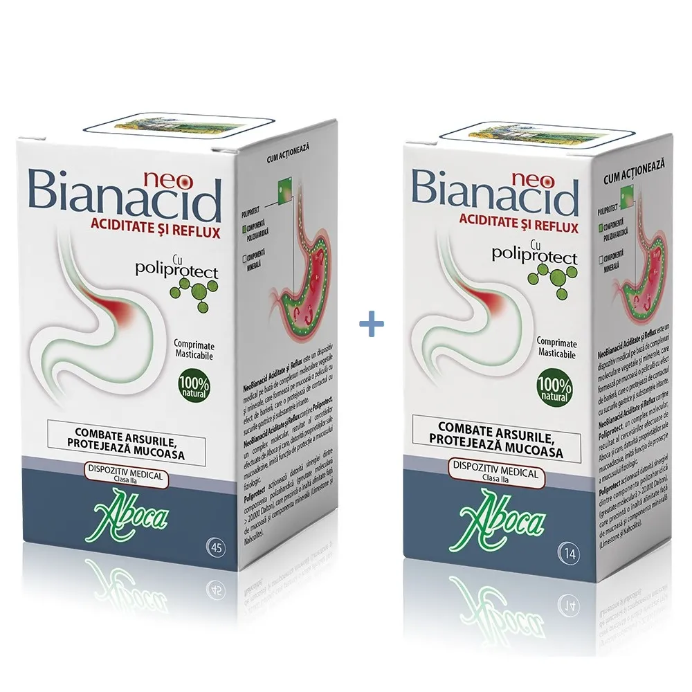 Aboca NeoBianacid Aciditate si Reflux 45 tablete + 14 tablete CADOU