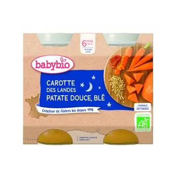 Piure de morcov, cartof dulce si grau, 2 x 200g, BabyBio