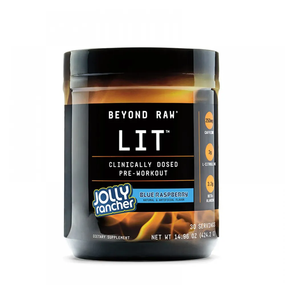 LIT Formula pre-workout cu aroma de bomboane Jolly Rancher cu zmeura albastra (424.2 grame), GNC Beyond Raw