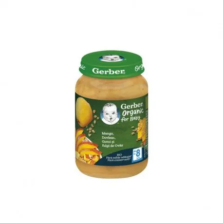 Gerber Bio Piure mango, dovleac, gutui, fulgi de ovaz, 190g