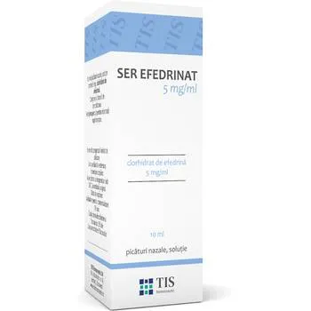 Ser efedrinat 5mg/ml picaturi nazale solutie 0.5%, 10ml, Tis Farmaceutic