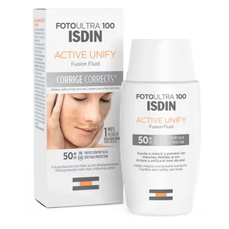 Fluid de protectie solara pentru fata cu SPF 50+, Foto Ultra 100 Active Unify Fusion Fluid, 50 ml, Isdin