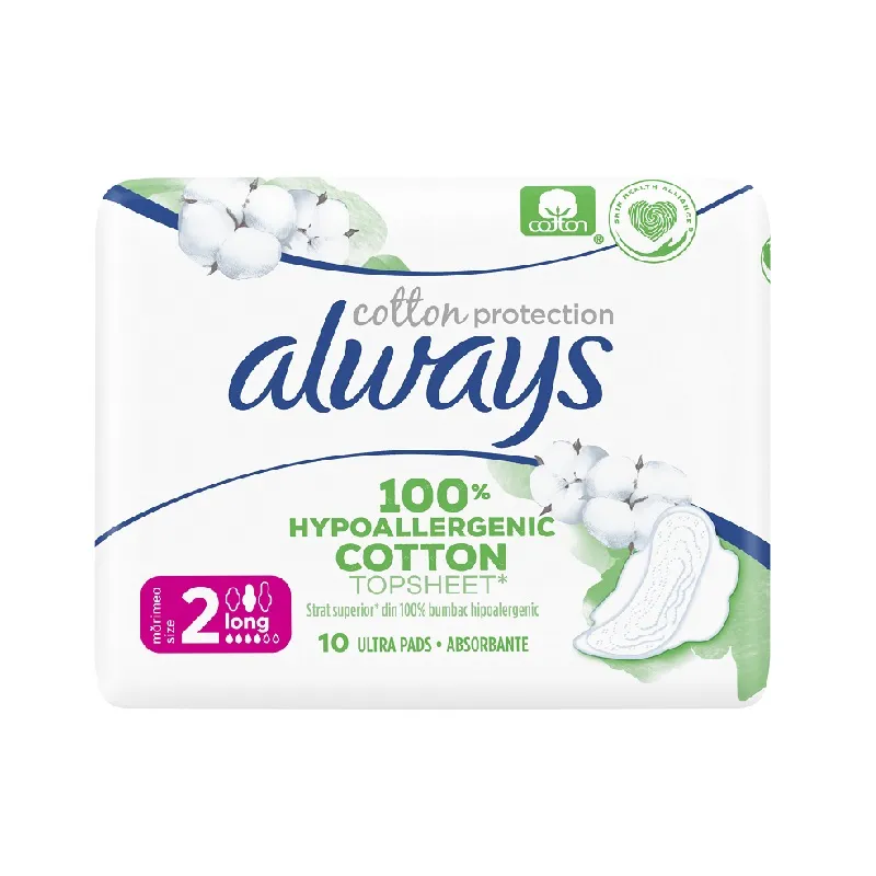 Absorbante Always Cotton Protection, long, mărimea 2, 10 bucati