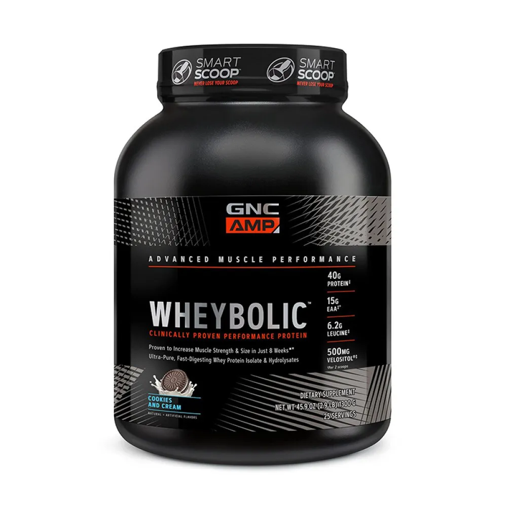 AMP Wheybolic Proteina din zer cu aroma de biscuiti si crema (1300 grame), GNC