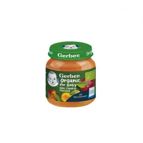 Gerber Bio Piure mar, piersica, caisa, 125g