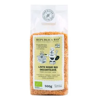 Linte rosie decorticata fara gluten, 500g, Republica Bio