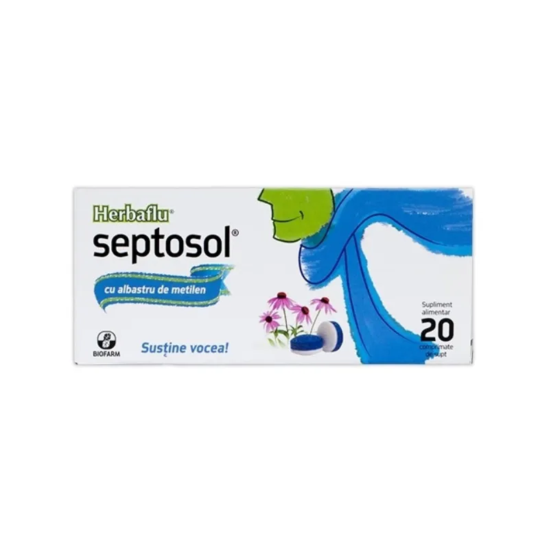 Herbaflu Septosol + albastru de metilen x 20 comprimate