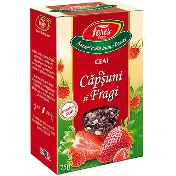 Ceai cu capsuni si fragi, 75g, Fares